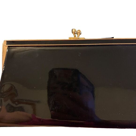 Andé Vintage Black Shiny Clutch Wristlet HandBag - Picture 3 of 10